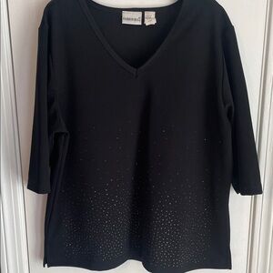 Fashion Bug Black Tunic Top with Black Beading Detail